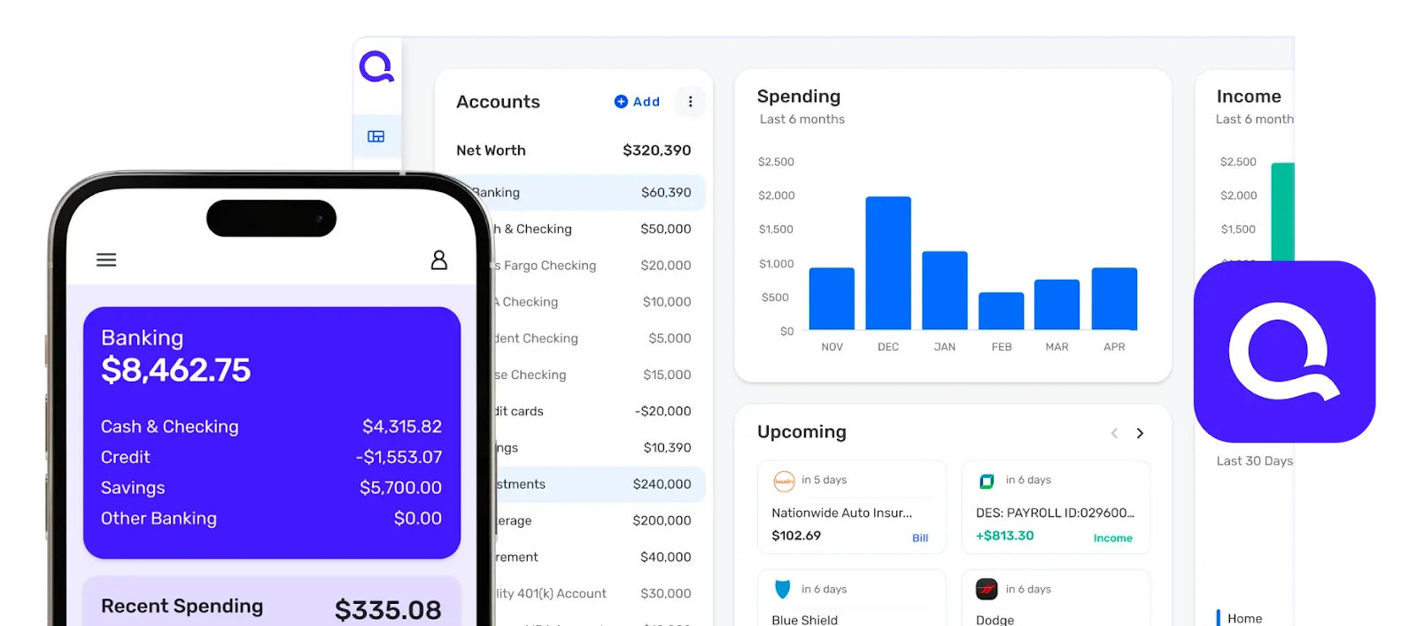 Benutzeroberfläche von Quicken Simplifi