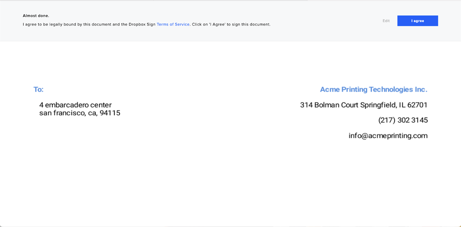 Klicken Sie auf Zustimmen, um den Signiervorgang abzuschließen