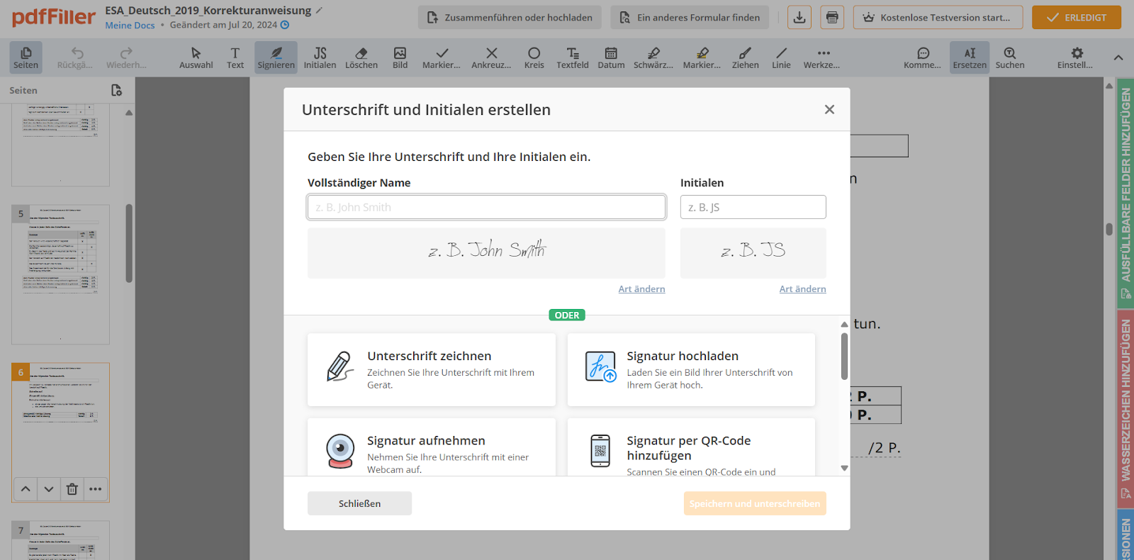 PDF Filler Signatur-Assistent