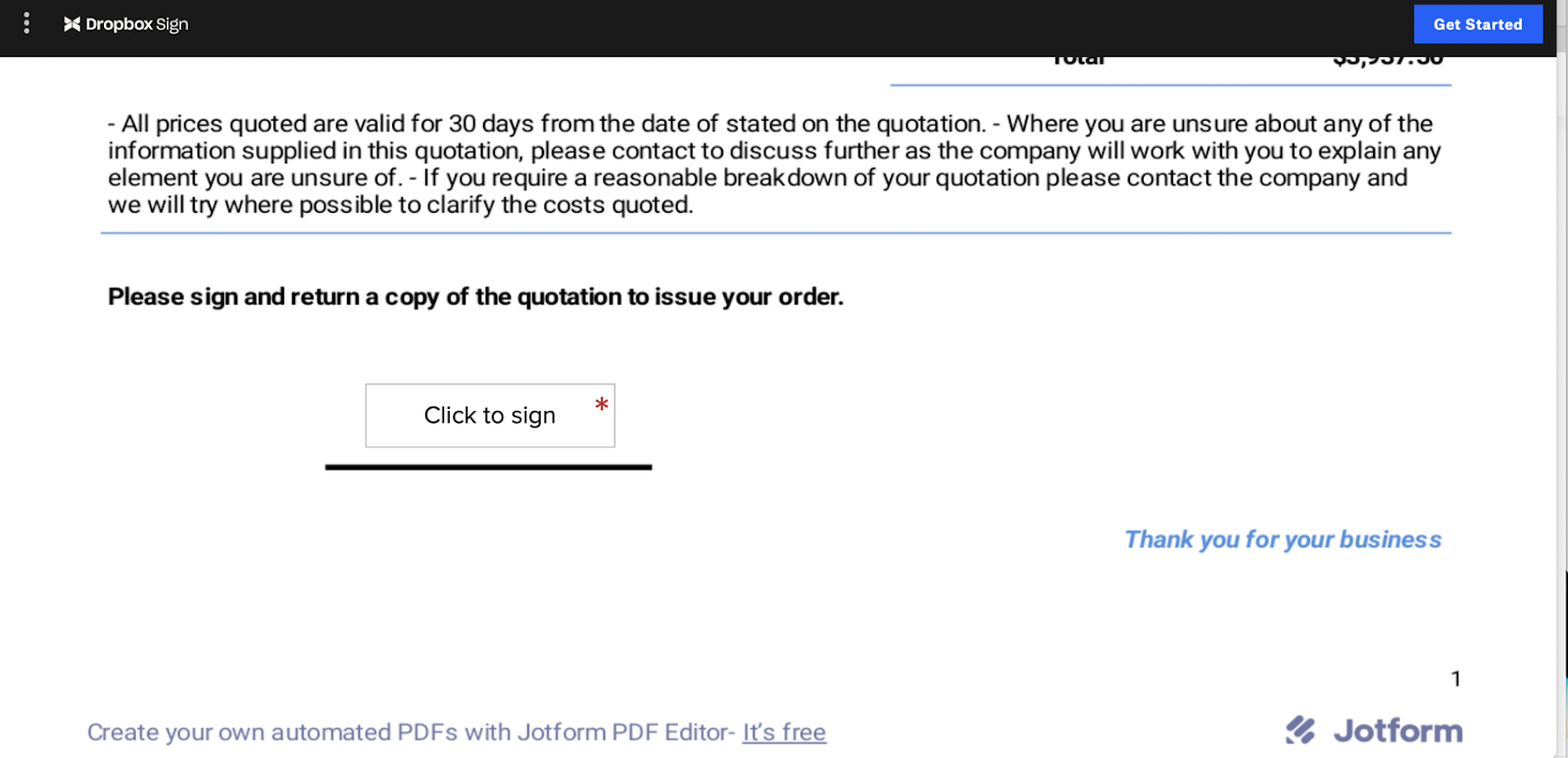 Klicken Sie auf das Unterschriftsfeld, um den Unterschriftsvorgang zu starten