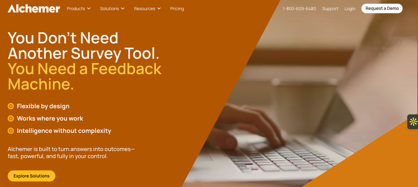 Screenshot of Alchemer landing page