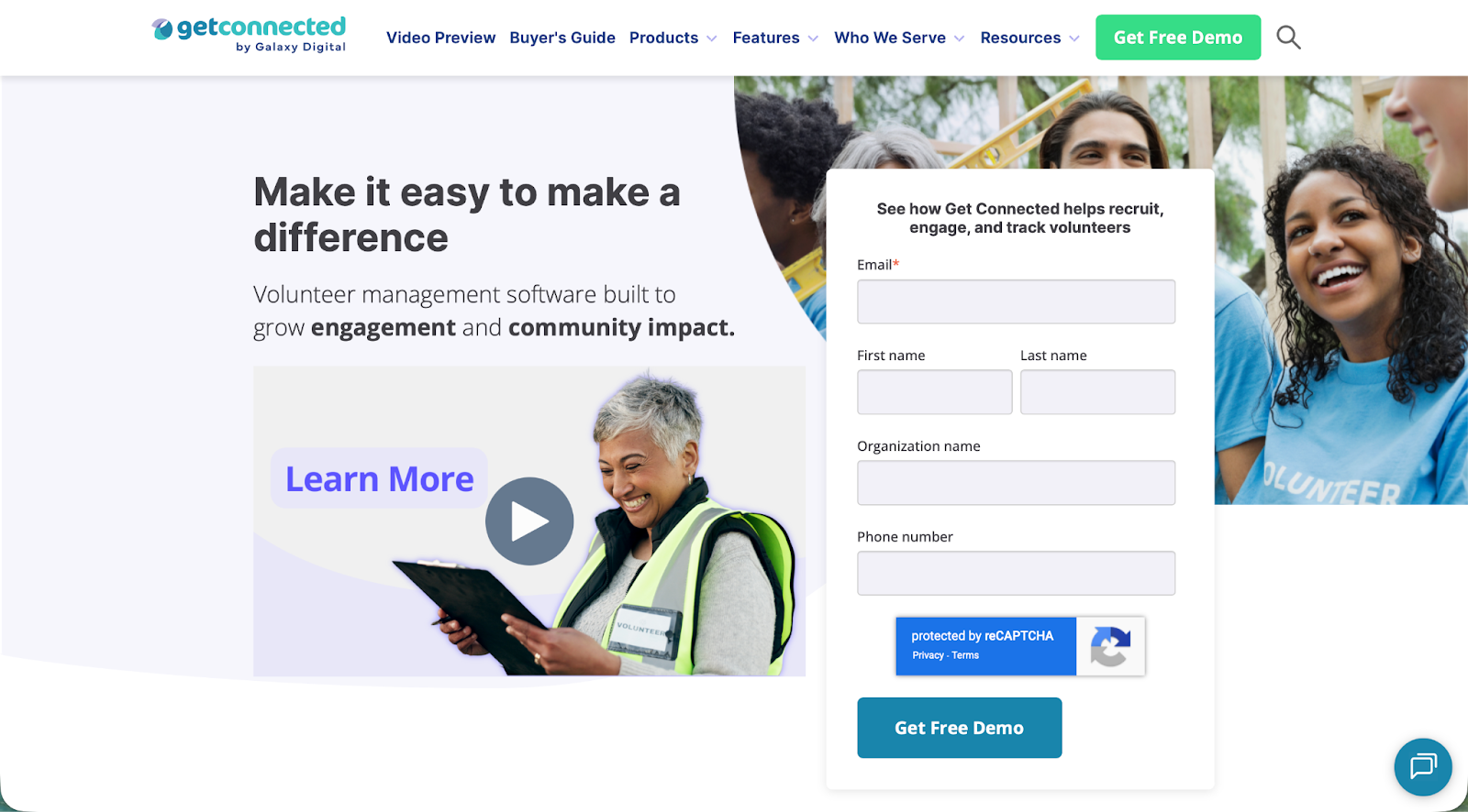 Screenshot of Get Connected by Galaxy Digital landing page