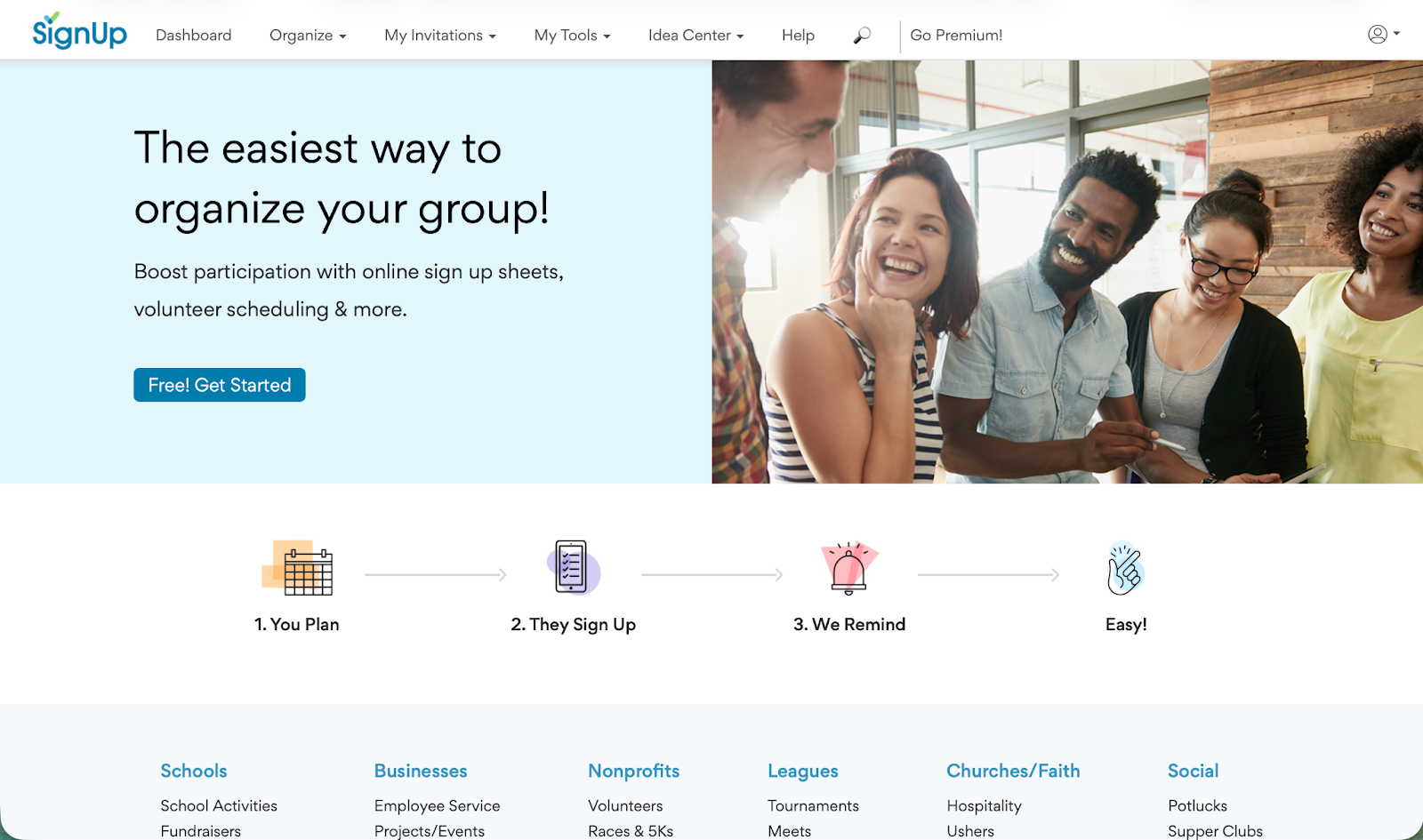 Screenshot of SignUp landing page