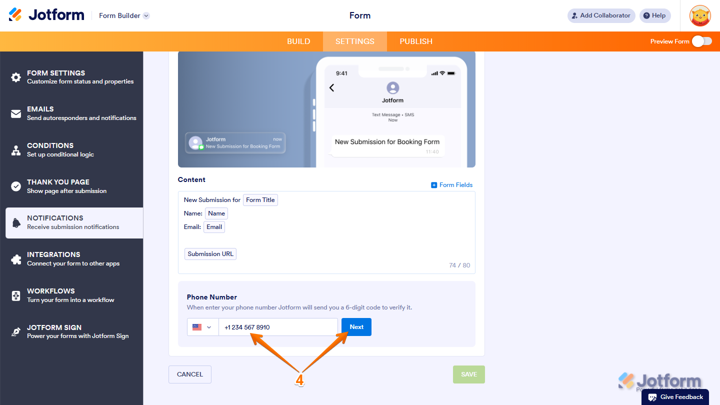 How to Set Up Text Message/SMS Notifications in Jotform Image-3