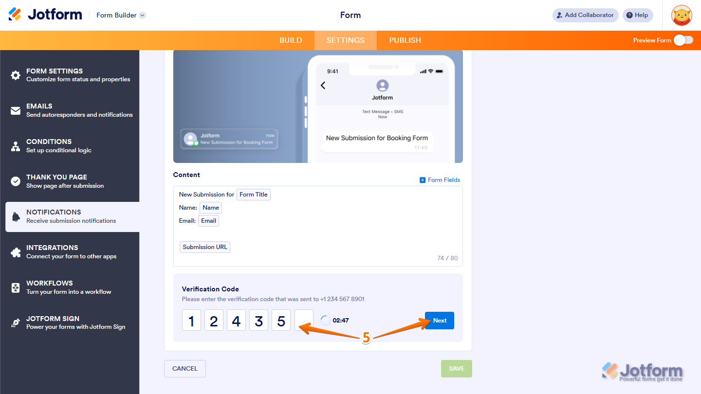 How to Set Up Text Message/SMS Notifications in Jotform Image-4