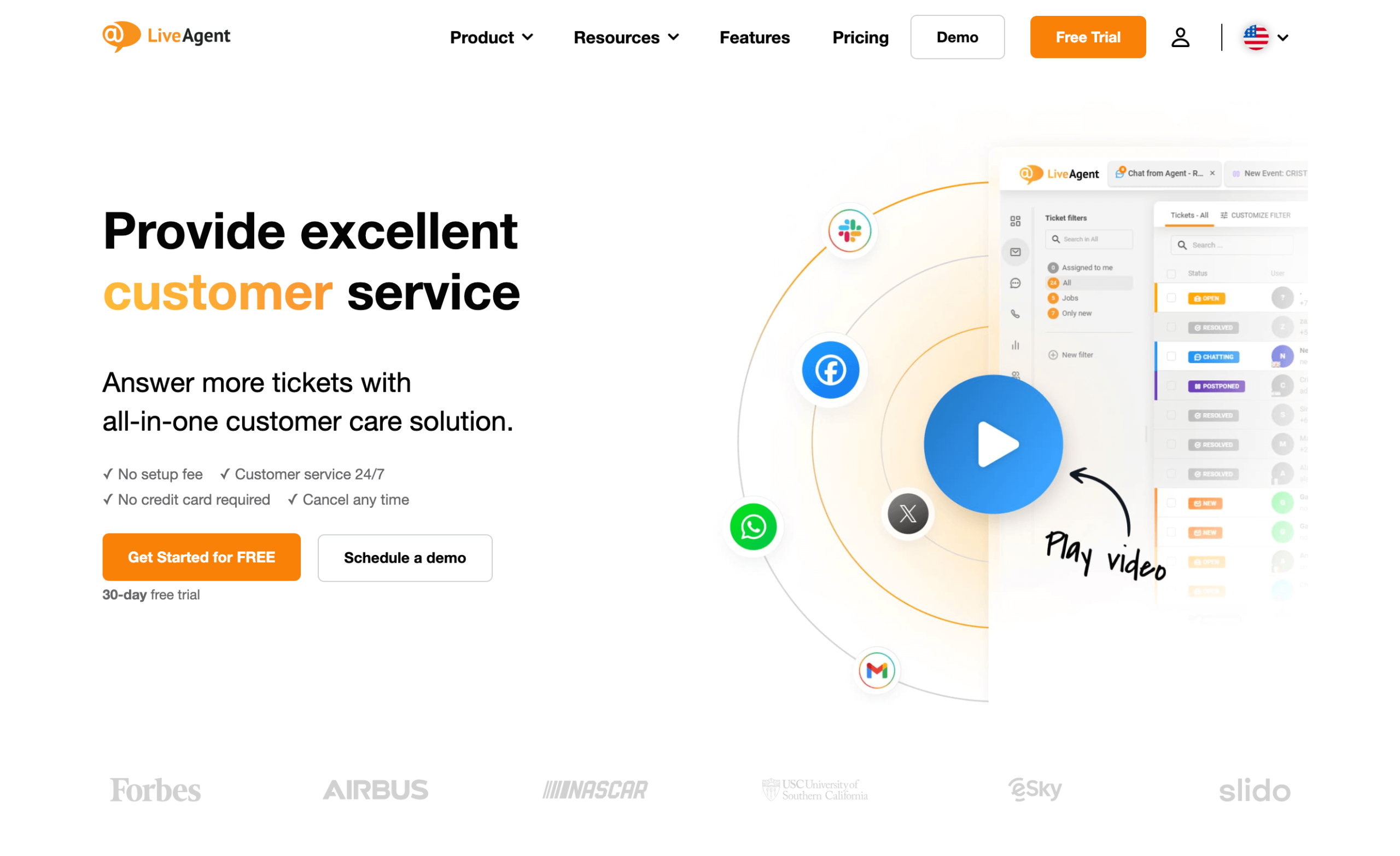 Screenshot of LiveAgent landing page
