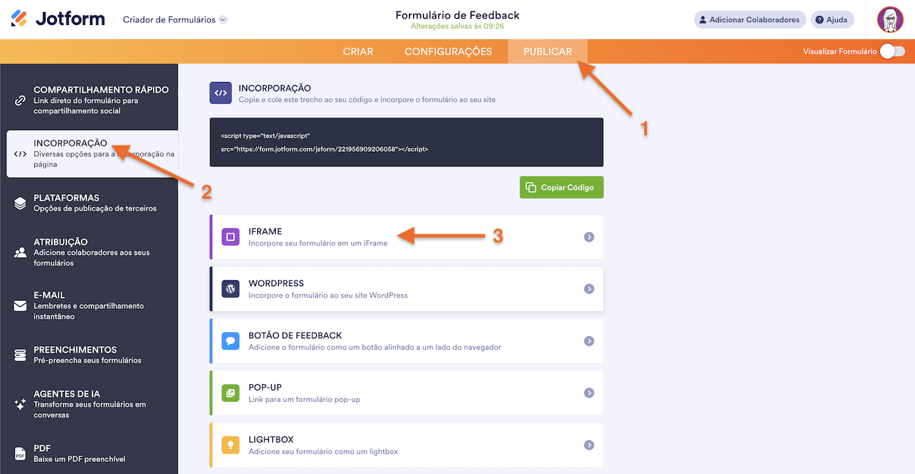 Acessando Código iFrame