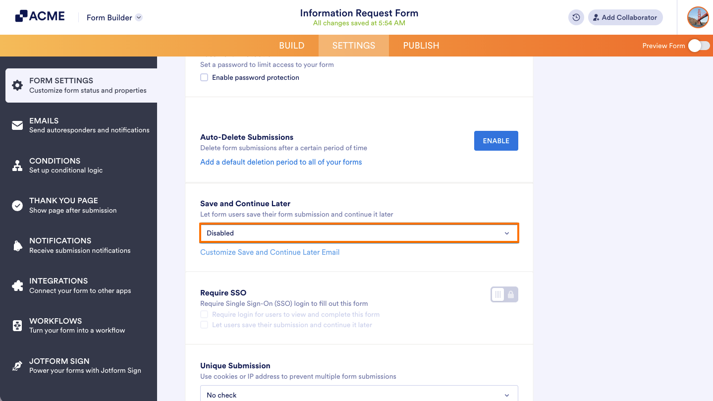 How to Enable Save and Continue Later on Forms Image-2