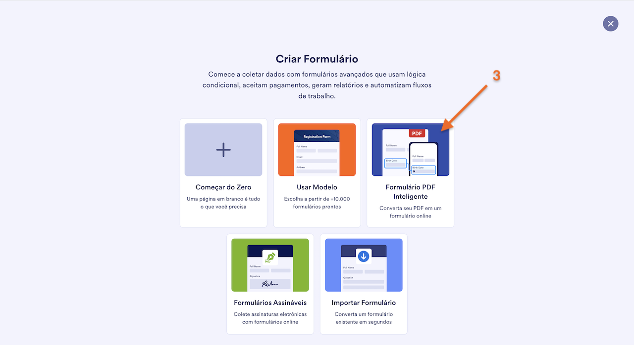 Selecionando Formulário PDF Inteligente