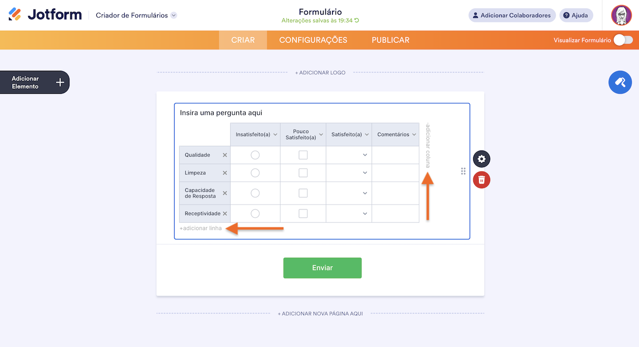 Adicionando Novas Linhas e Colunas