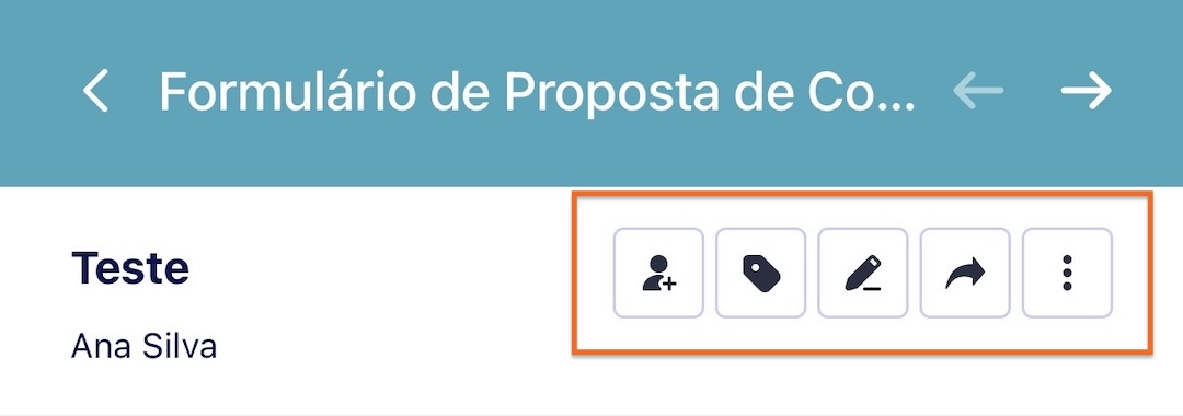 Opções da aba Respostas do app