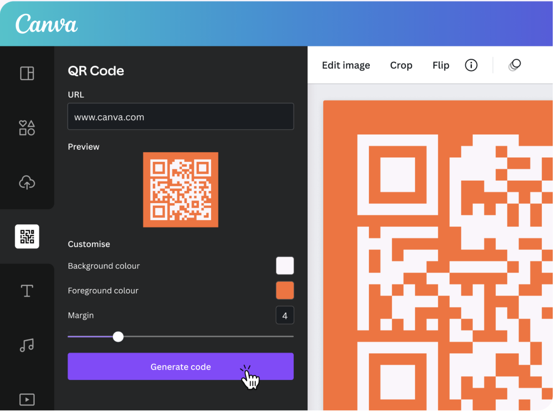 Google Chrome browser menu open with “Cast, save, and share” expanded, showing the “Create QR Code” option for generating a scannable QR code for the current webpage