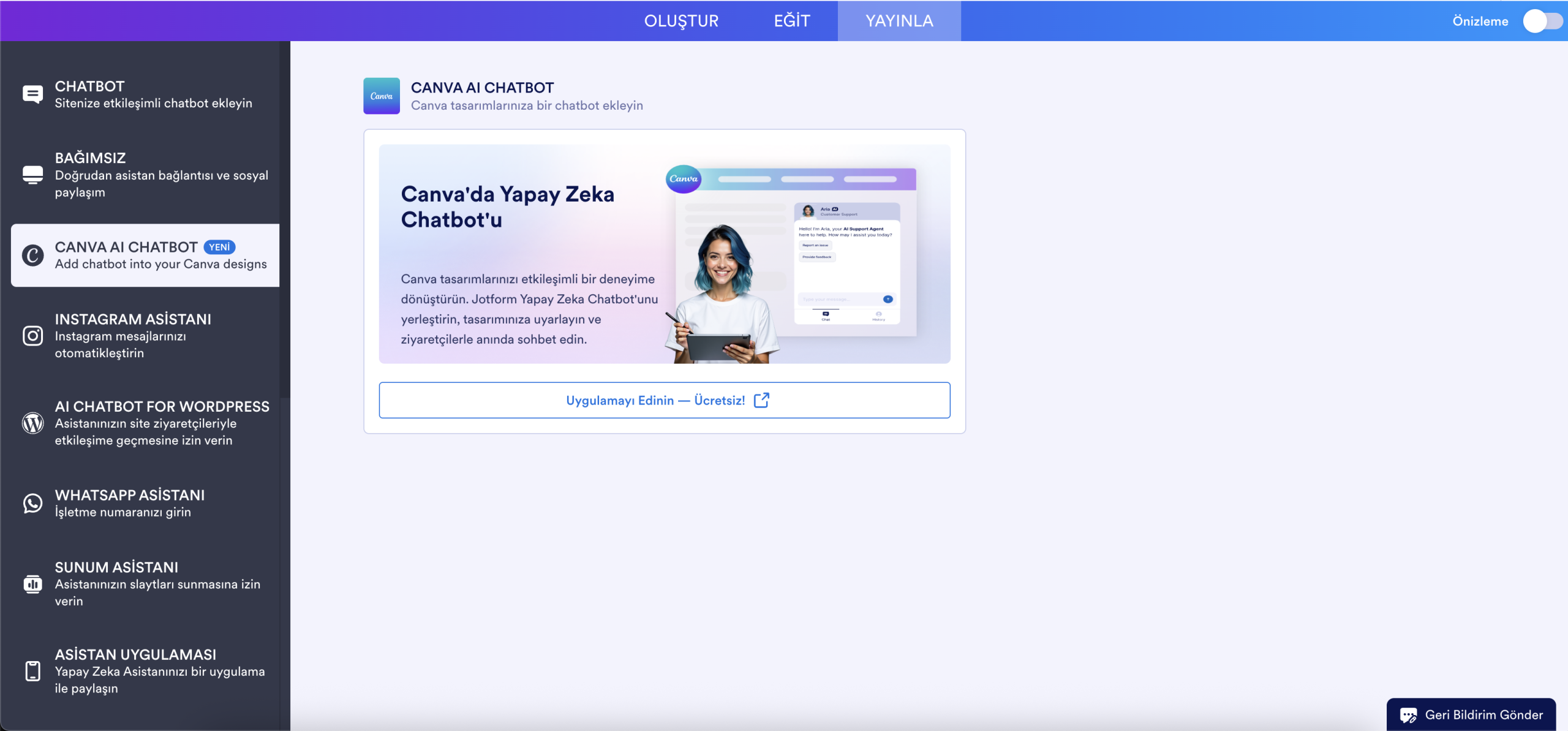 Canva'da Jotform Yapay Zeka Chatbotu Duyuruyoruz Image-3