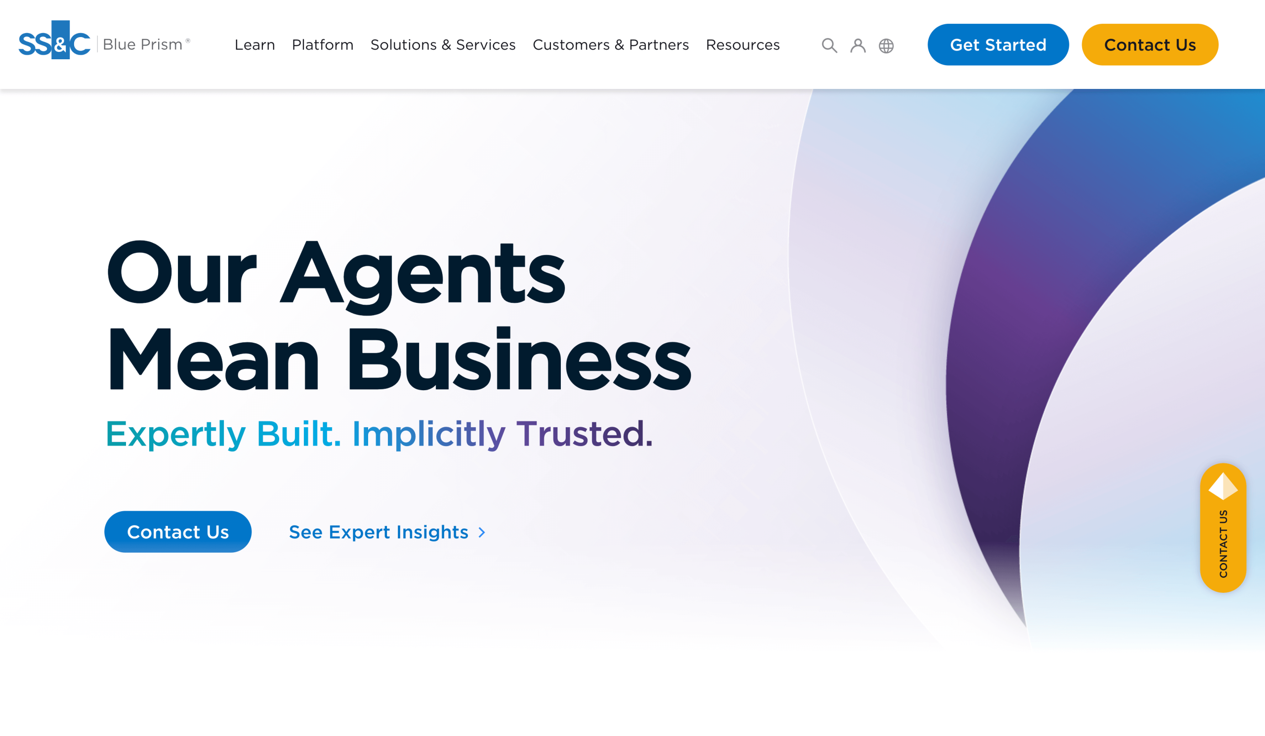 Screenshot of Blue Prism landing page