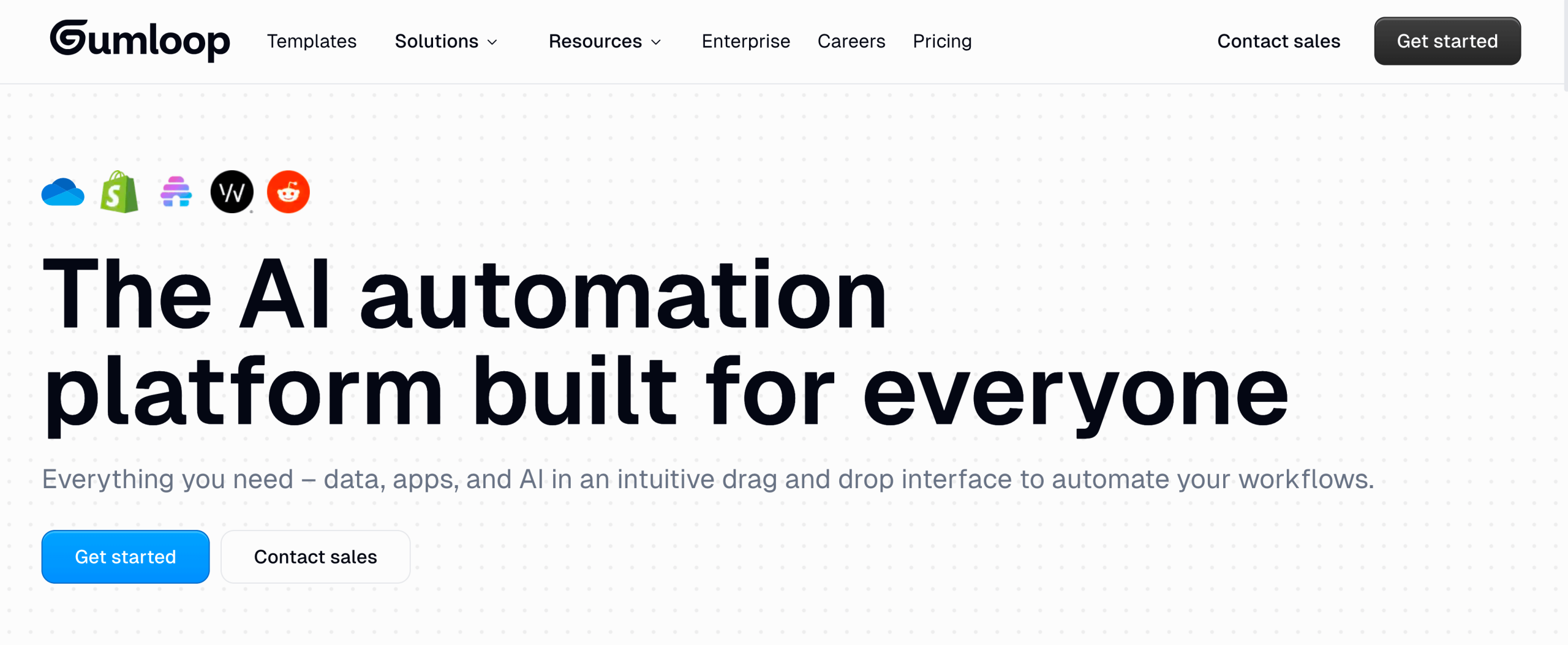 Screenshot of Gumloop landing page