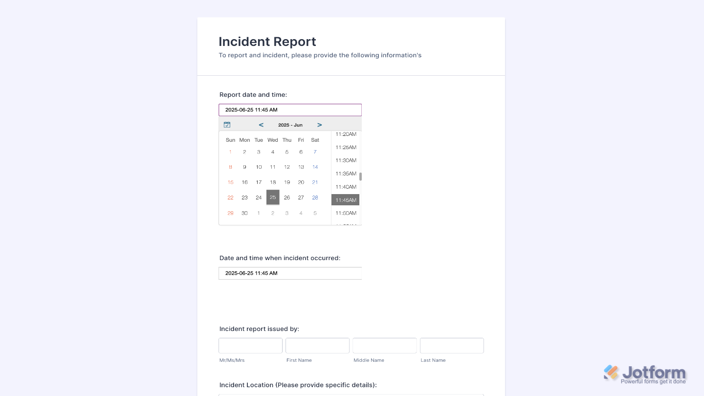 DateTime Single widget successfully added to a form, allowing users to select both date and time in one field, with a demo form available