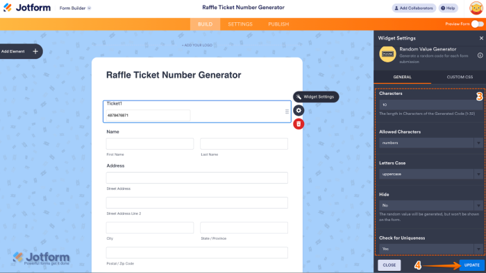 How to Add and Set Up the Random Value Generator Widget on Your Form