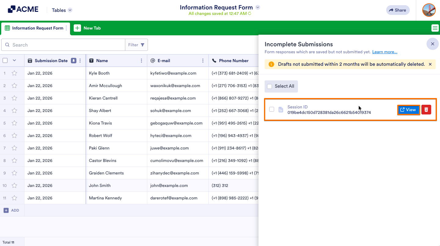 How to View Incomplete Submissions in Tables Image-2