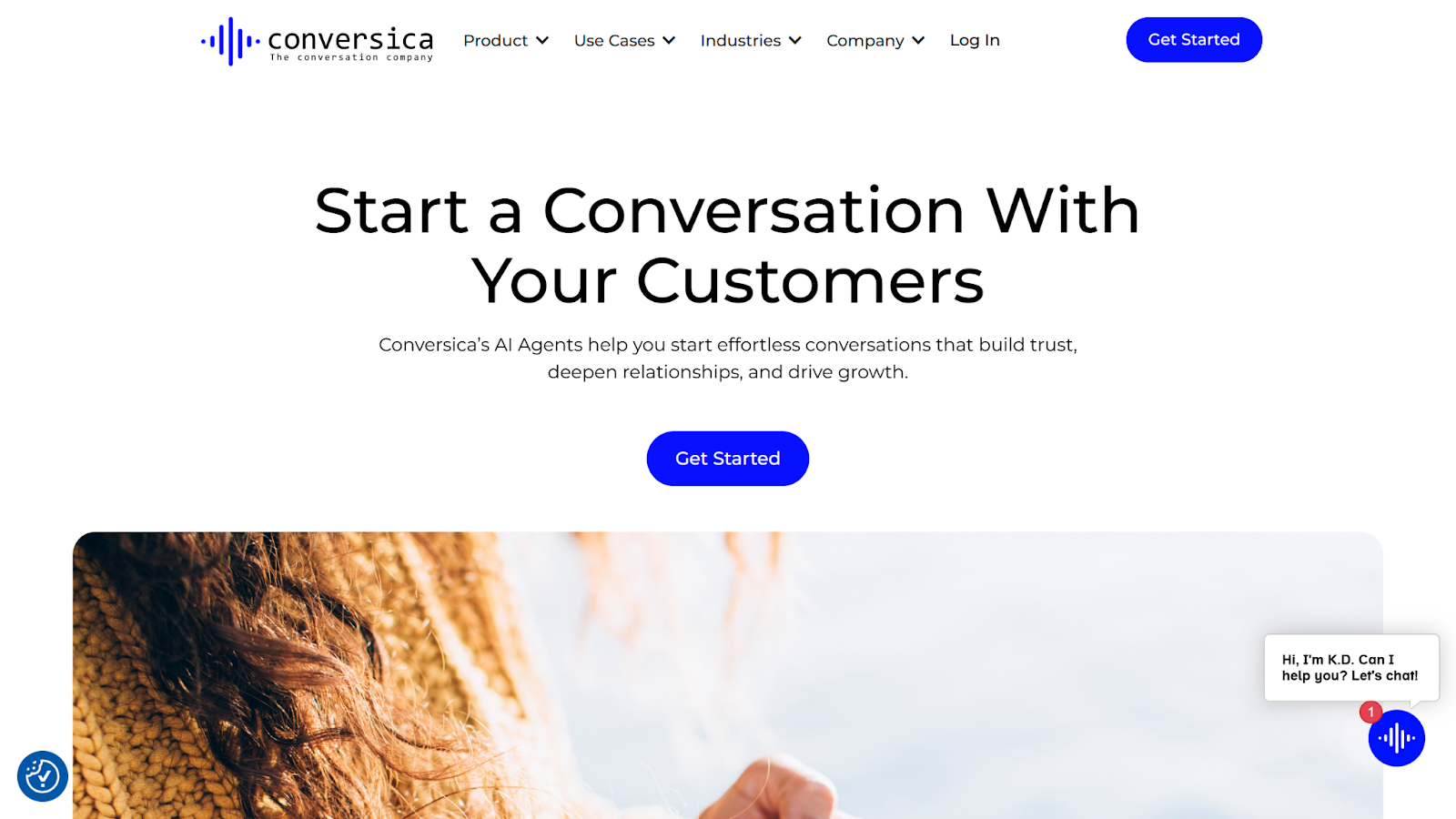 Screenshot of the Conversica homepage