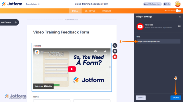 How to Add and Set Up a YouTube Video in Your Form