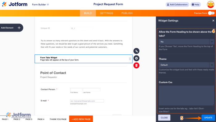 How to Add and Set Up the Form Tabs Widget on Your Form