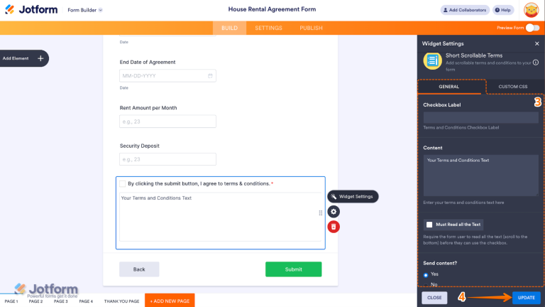 How to Add and Set Up the Short Scrollable Terms Widget on Your Form