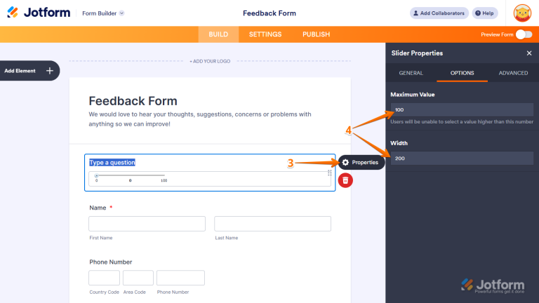 How to Add and Set Up the Slider Widget on Your Form