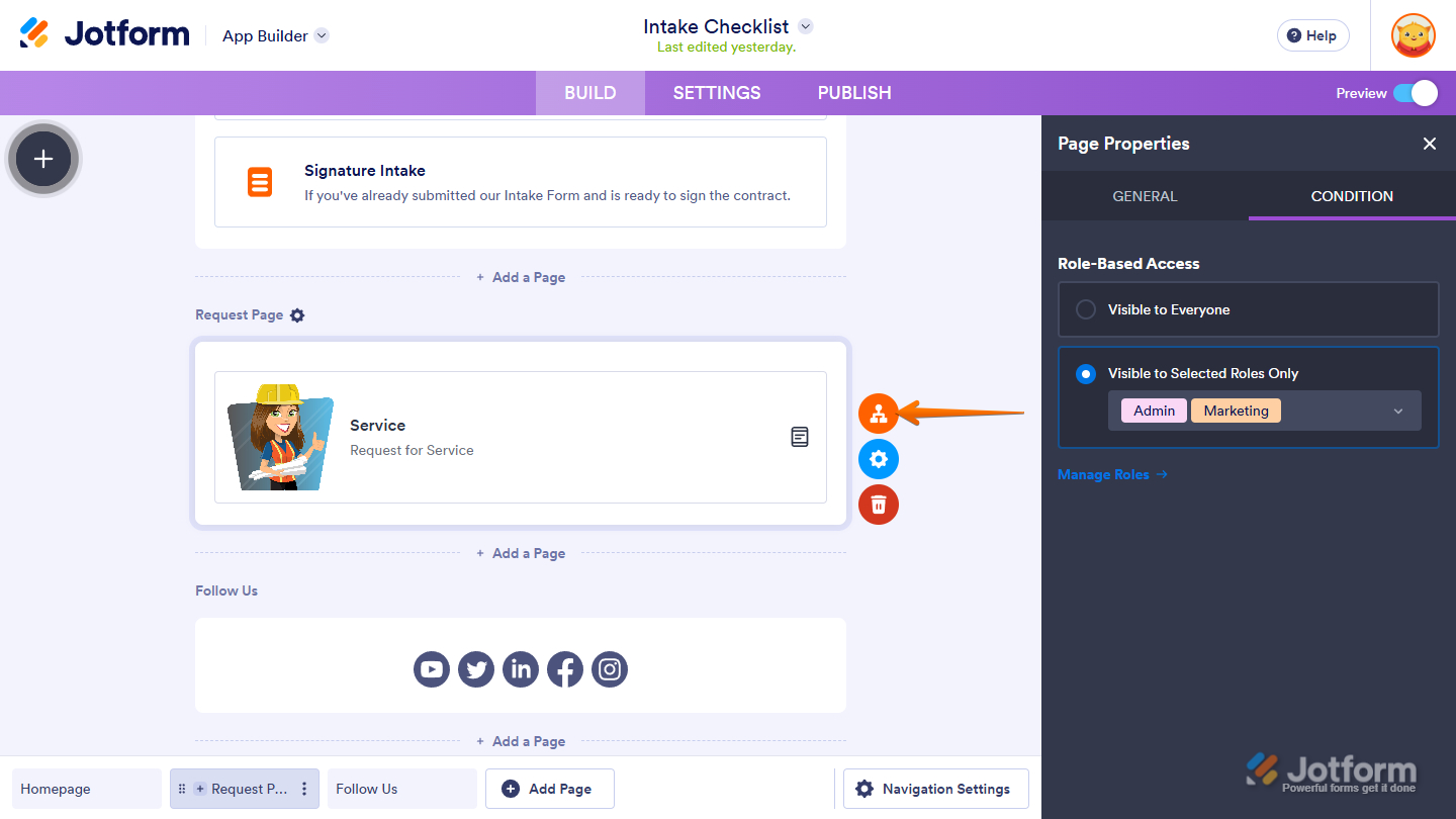 Condition icon for Role-Based Access for an individual element