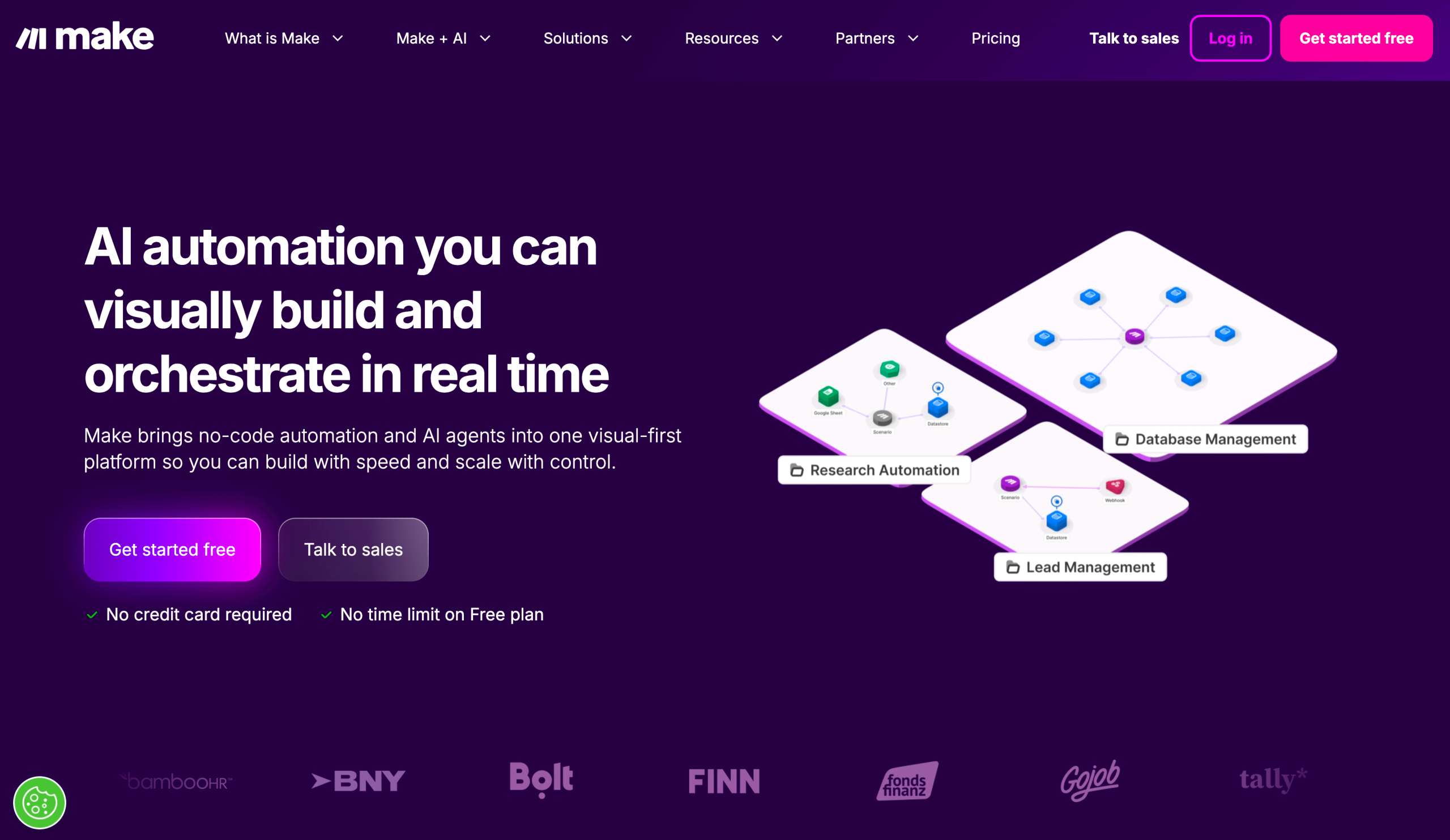 Screenshot of Make landing page