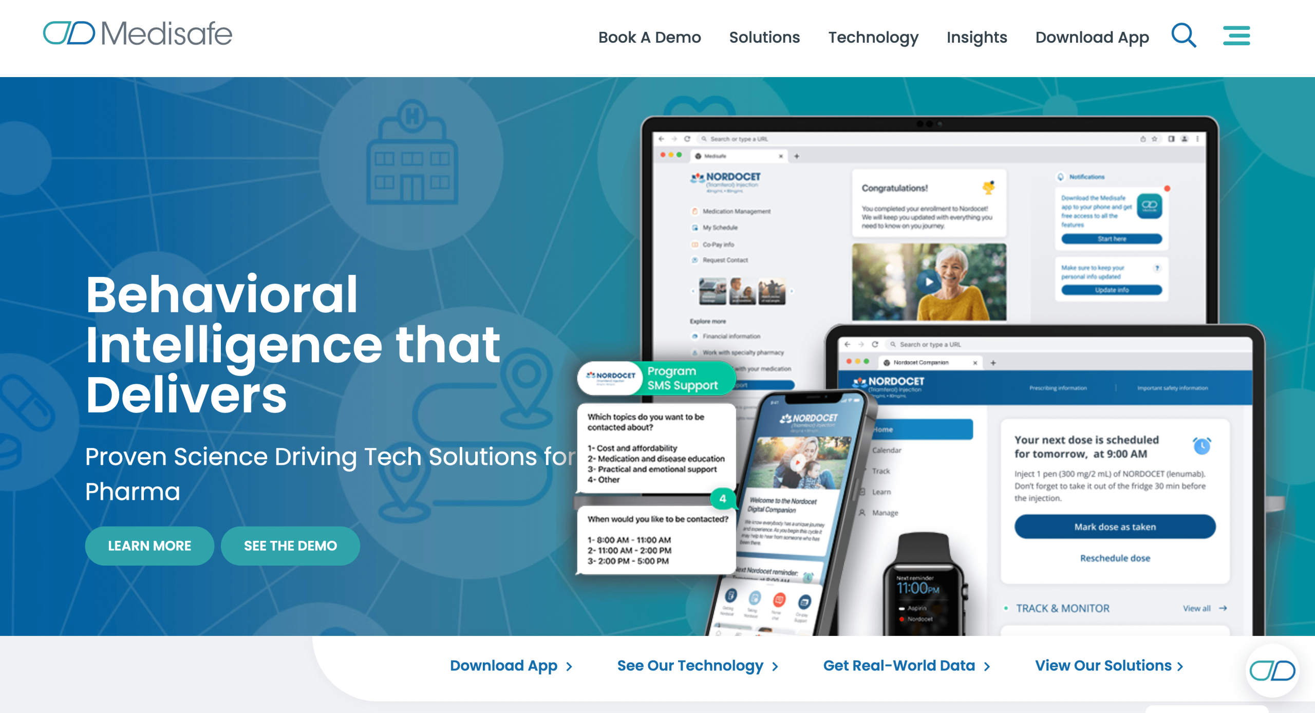Screenshot of Medisafe landing page