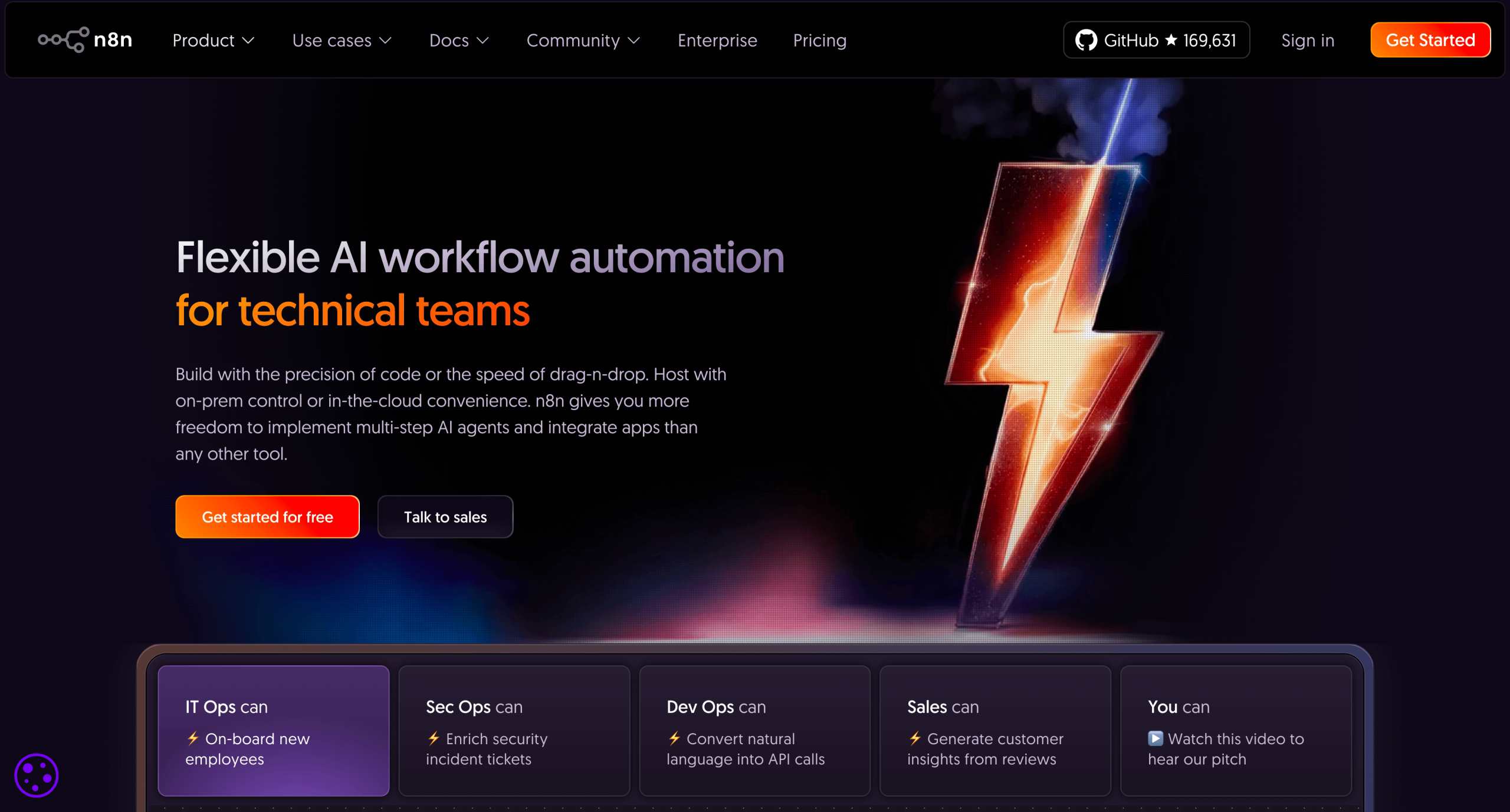 Screenshot of n8n landing page