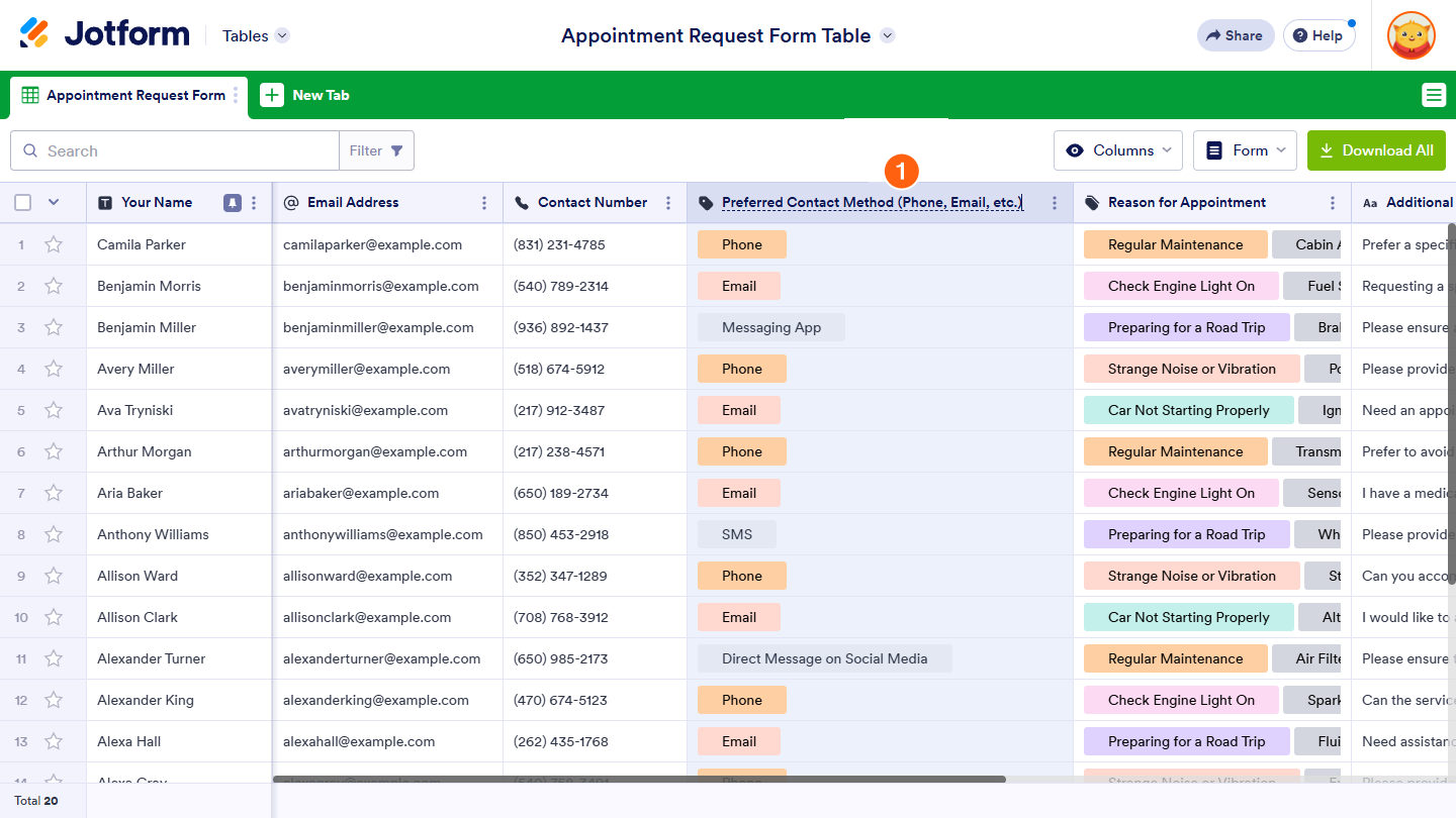 So benennen Sie Spalten in Jotform-Tabellen um Image-1