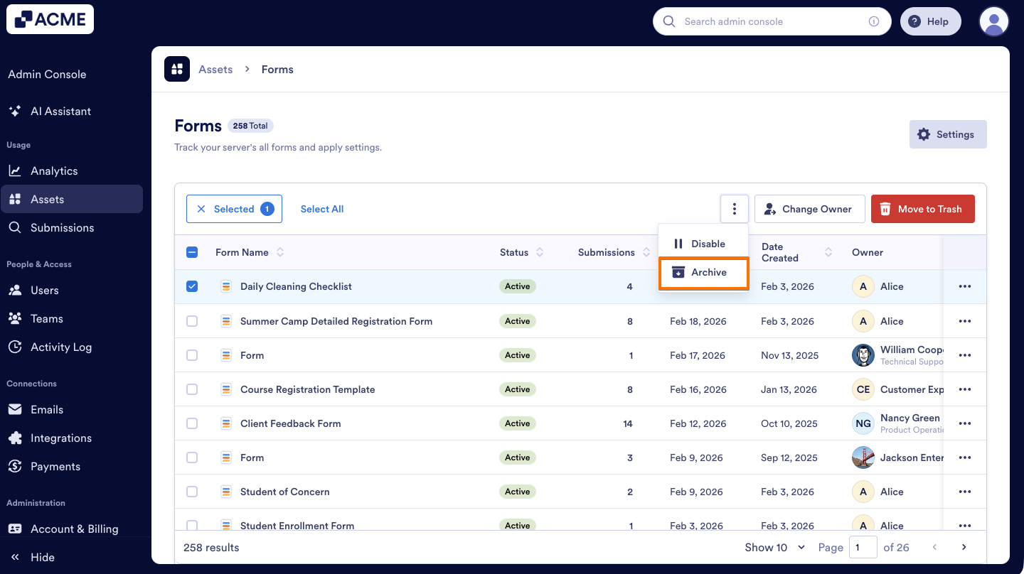 How to Archive or Unarchive Forms in Your Organization from the Admin Console Image-10
