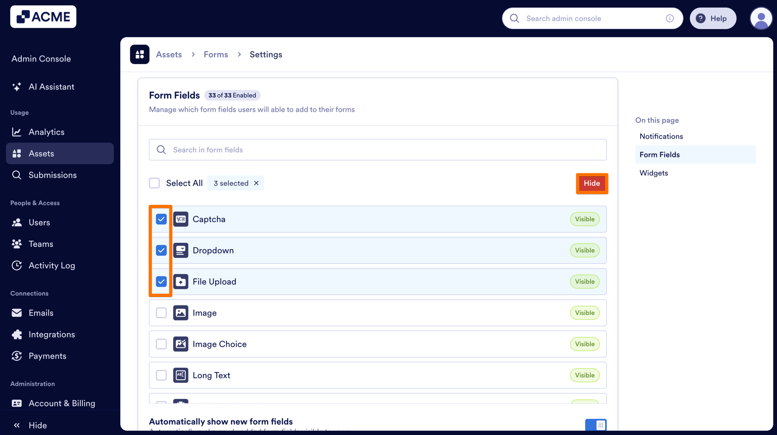 How to Show or Hide Form Fields Organization-Wide from the Admin Console Image-3