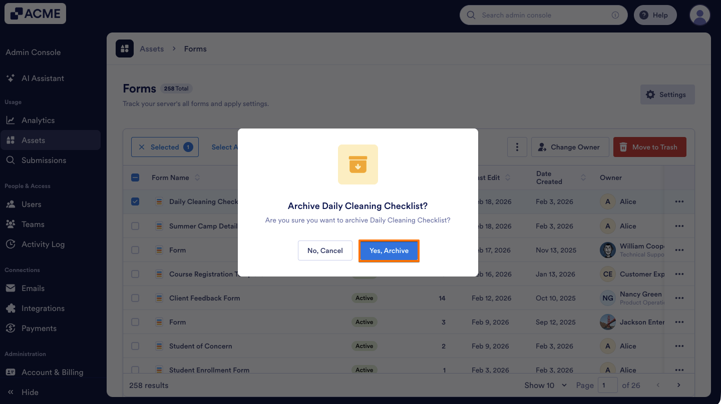 How to Archive or Unarchive Forms in Your Organization from the Admin Console Image-11