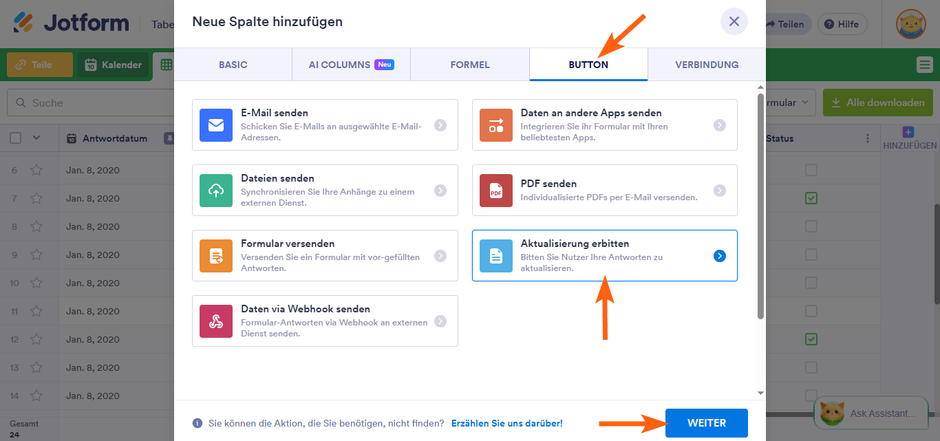So fordern Sie Übermittlungsaktualisierungen in Jotform Tabellen an Image-2