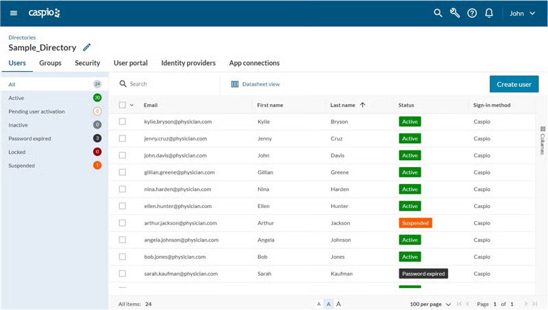 Screenshot of Caspio interface