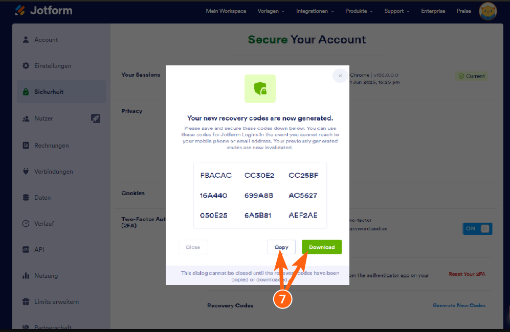 So generieren Sie neue Wiederherstellungscodes für die Zwei-Faktor-Authentifizierung (2FA) Image-5