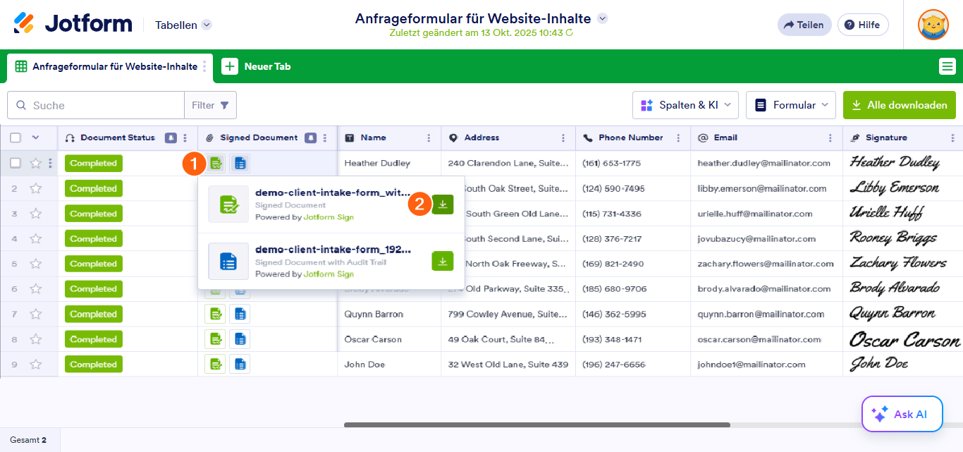 So laden Sie ein Jotform Signaturdokument in Jotform Tabellen herunter Image-3