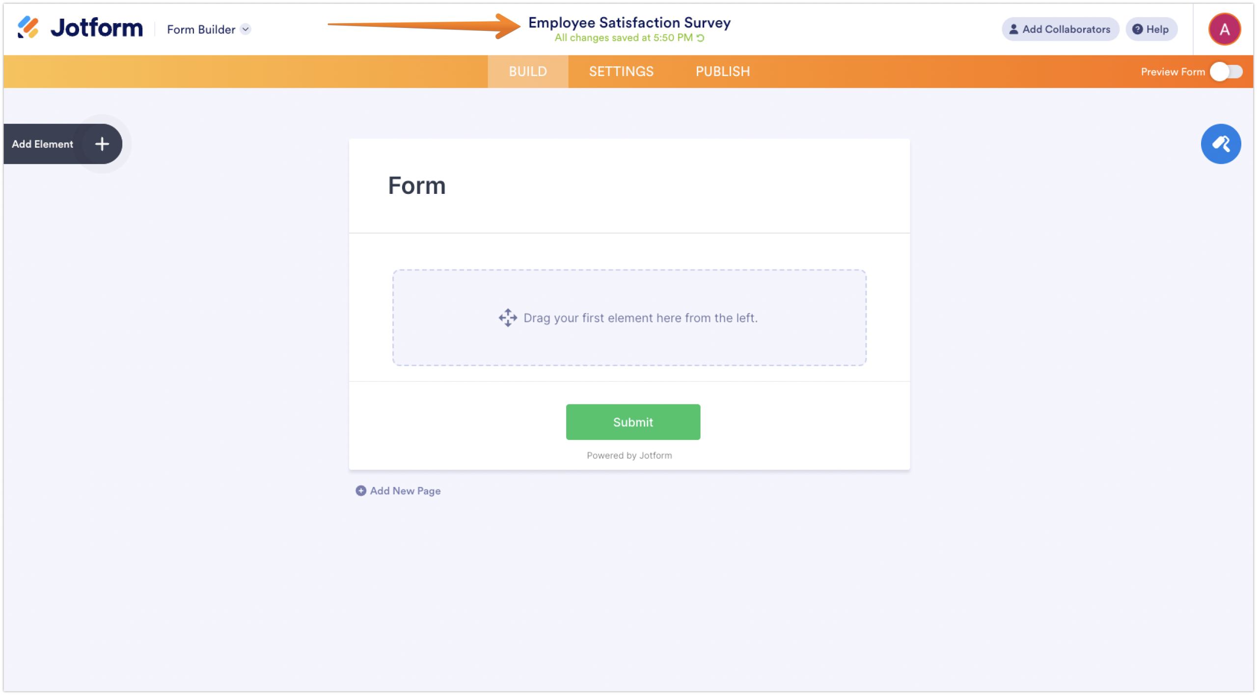 Jotform Form Builder Form Title