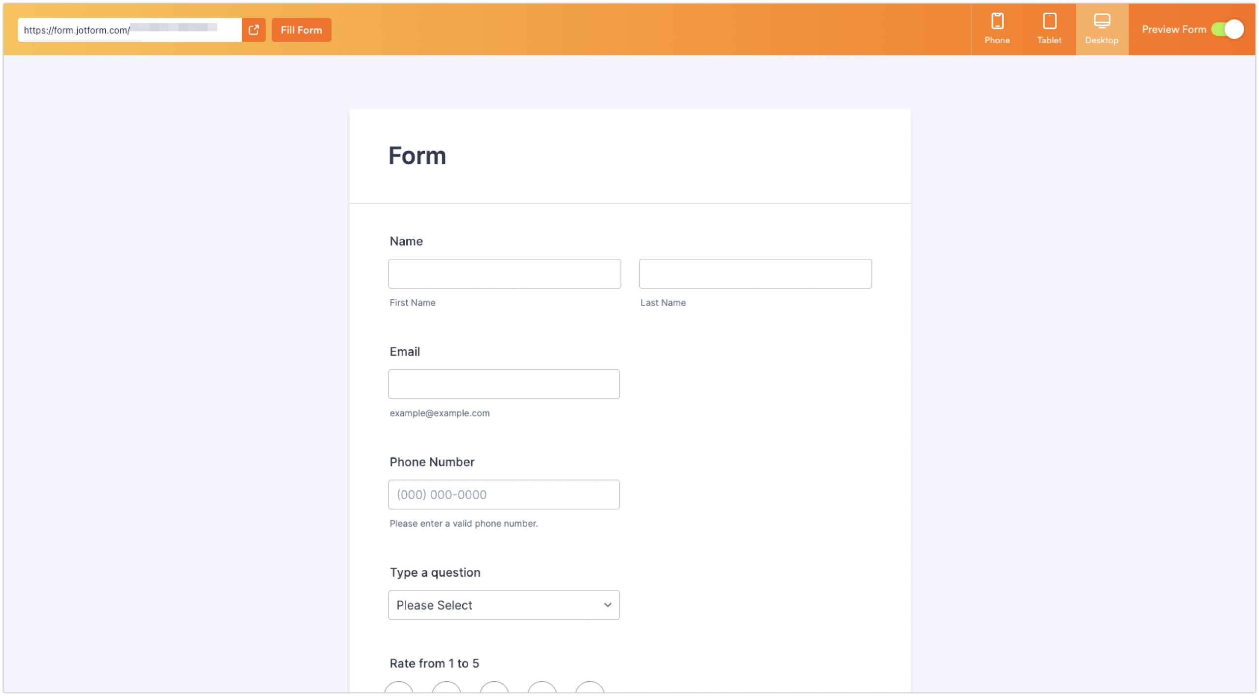 Jotform Form Builder Form Preview