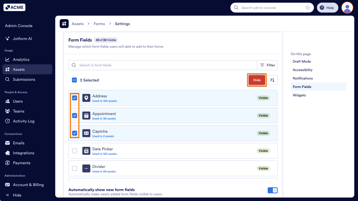 How to Show or Hide Form Fields Organization-Wide from the Admin Console Image-3