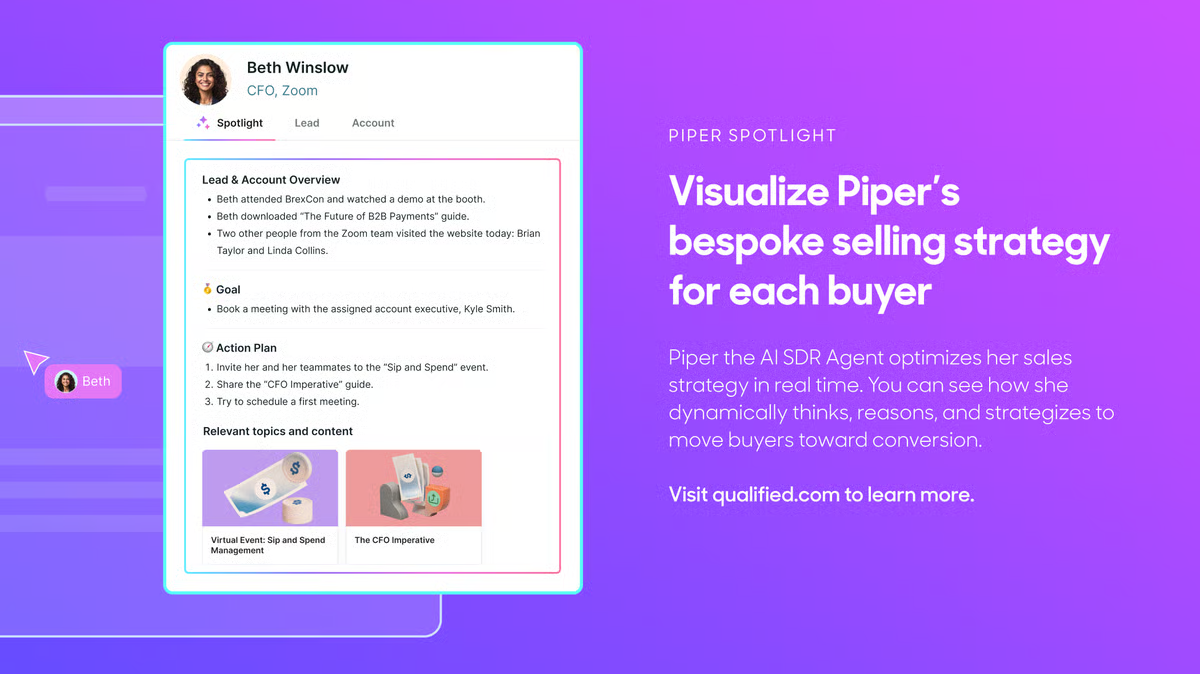 Marketing graphic for Piper Spotlight featuring Beth Winslow, CFO of Zoom