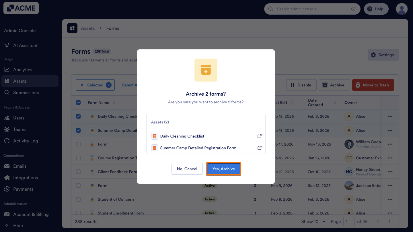 How to Archive or Unarchive Forms in Your Organization from the Admin Console Image-15
