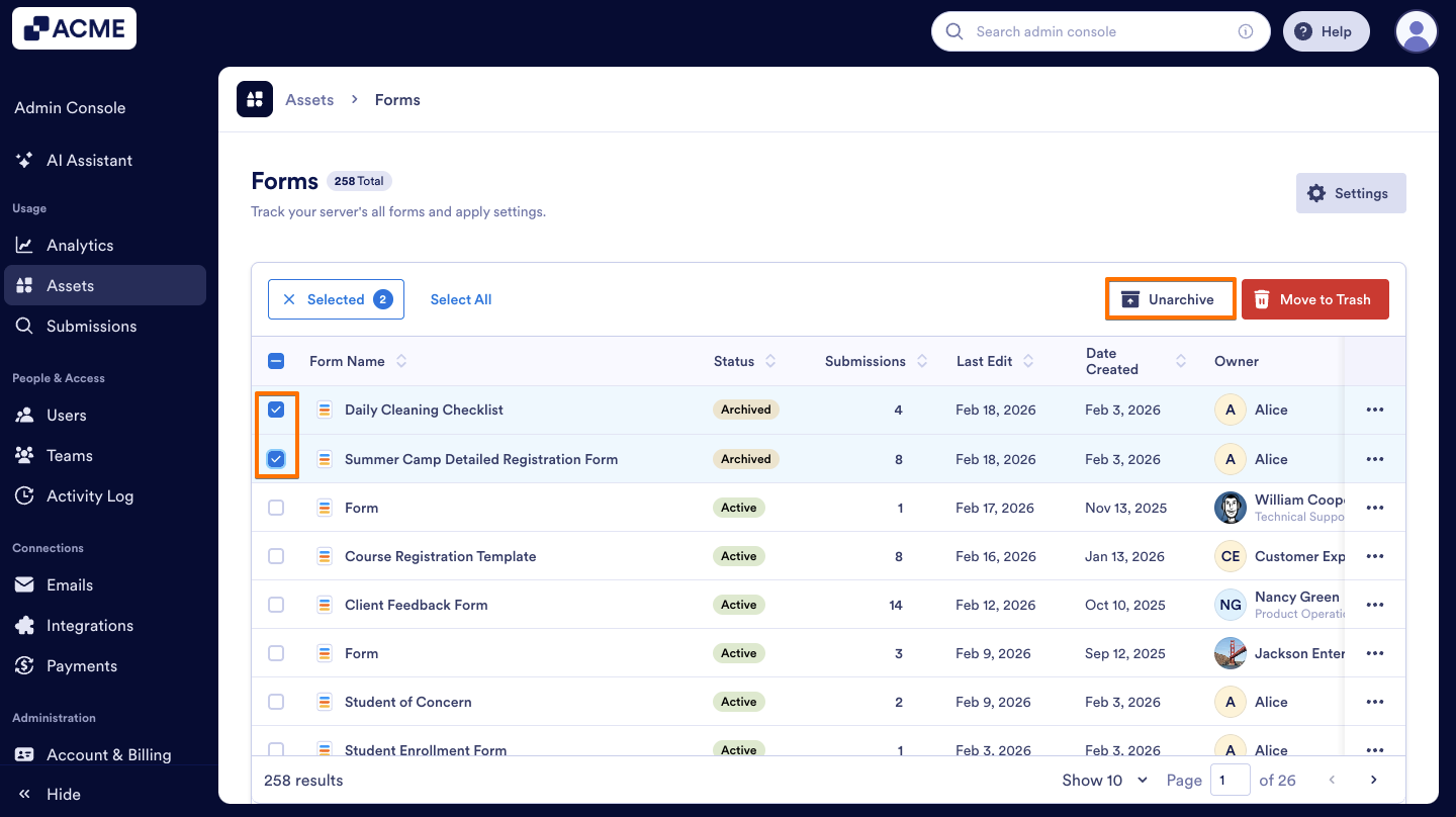 How to Archive or Unarchive Forms in Your Organization from the Admin Console Image-16