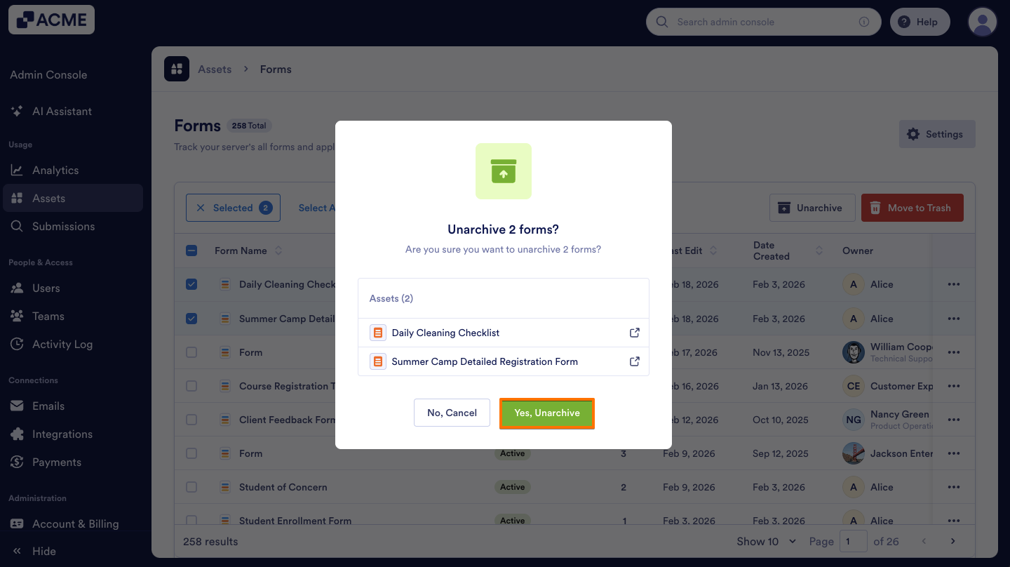 How to Archive or Unarchive Forms in Your Organization from the Admin Console Image-17