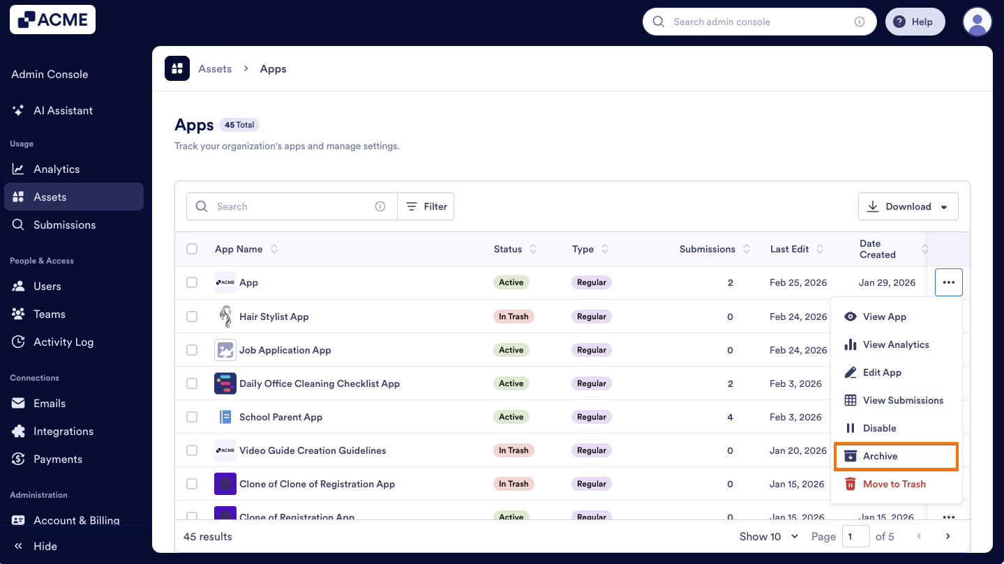 How to Archive or Unarchive Apps in Your Organization from the Admin Console Image-3