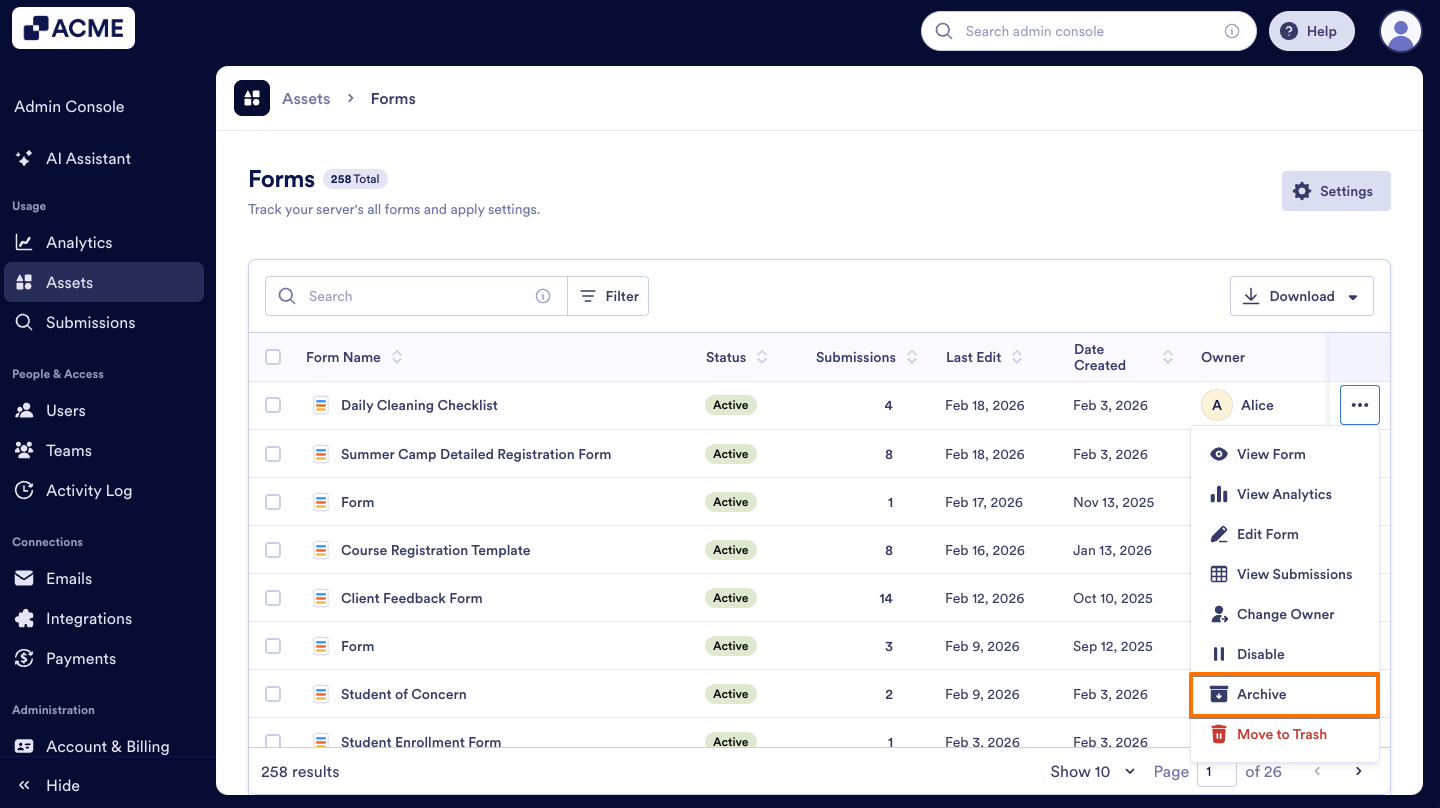 How to Archive or Unarchive Forms in Your Organization from the Admin Console Image-4