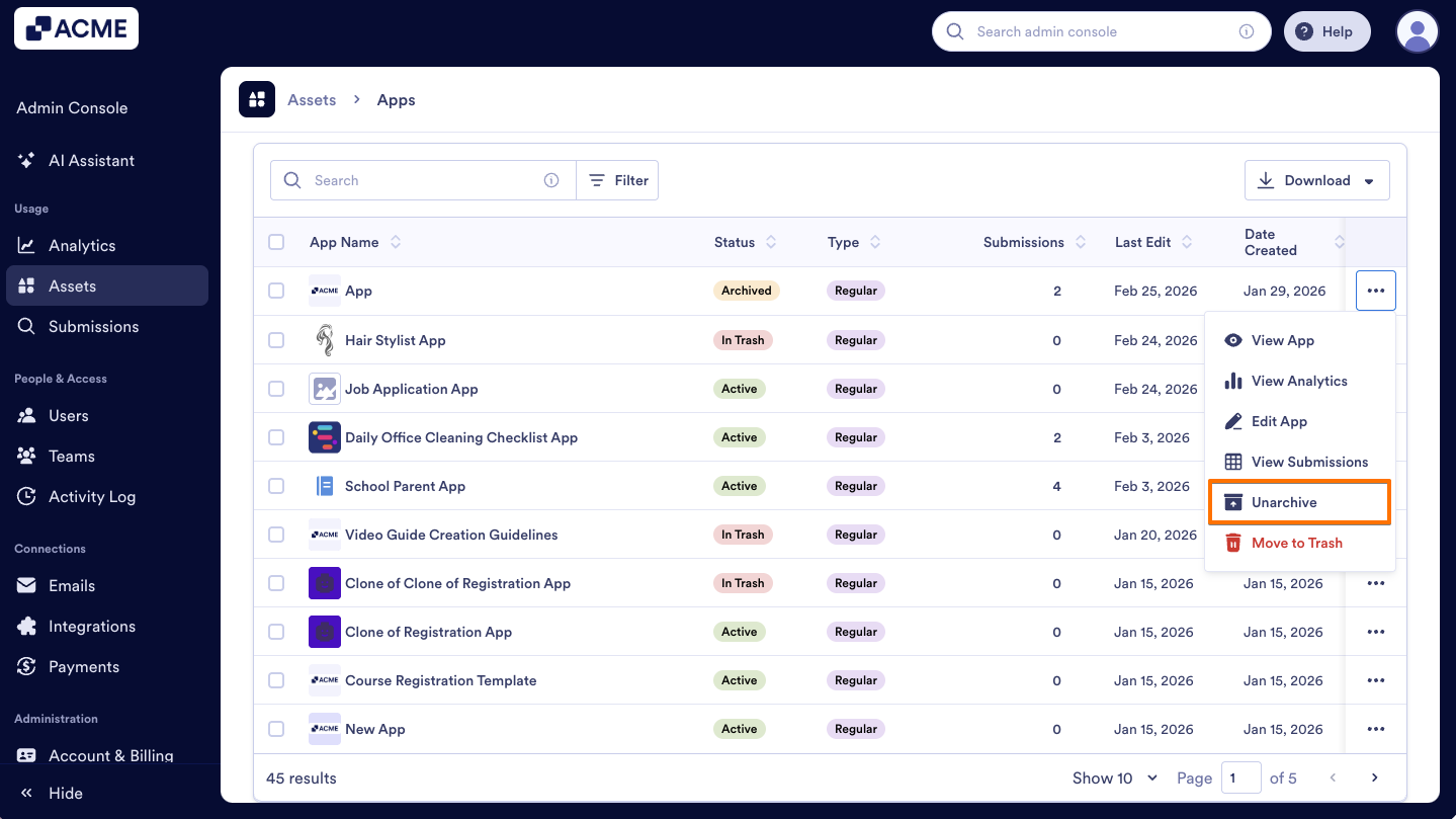How to Archive or Unarchive Apps in Your Organization from the Admin Console Image-8