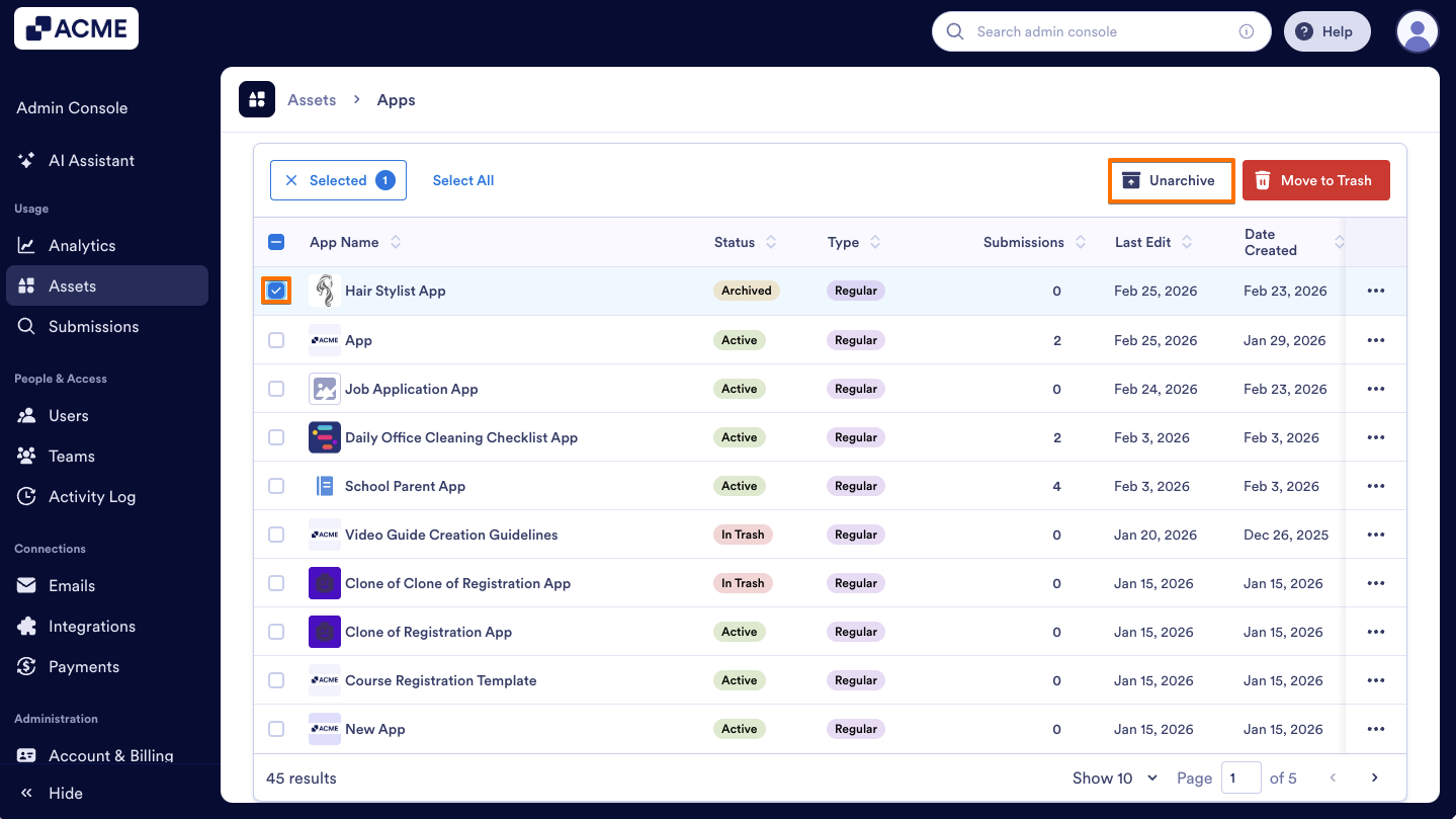 How to Archive or Unarchive Apps in Your Organization from the Admin Console Image-10